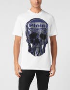 PHILIPP PLEIN Jersey T-Shirt Round Neck Ss Strass Skull Men