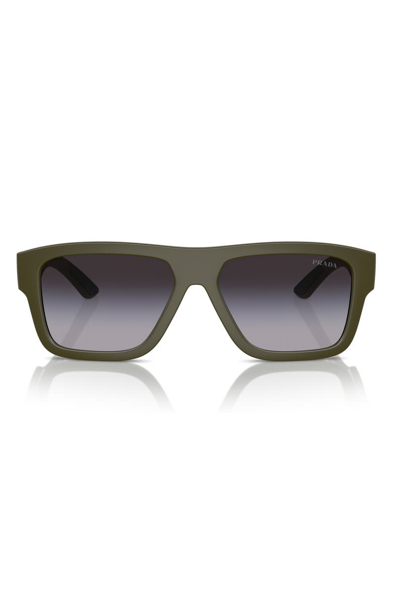 Prada Linea Rossa 56mm Square Sunglasses, Main, color, Grey Flash