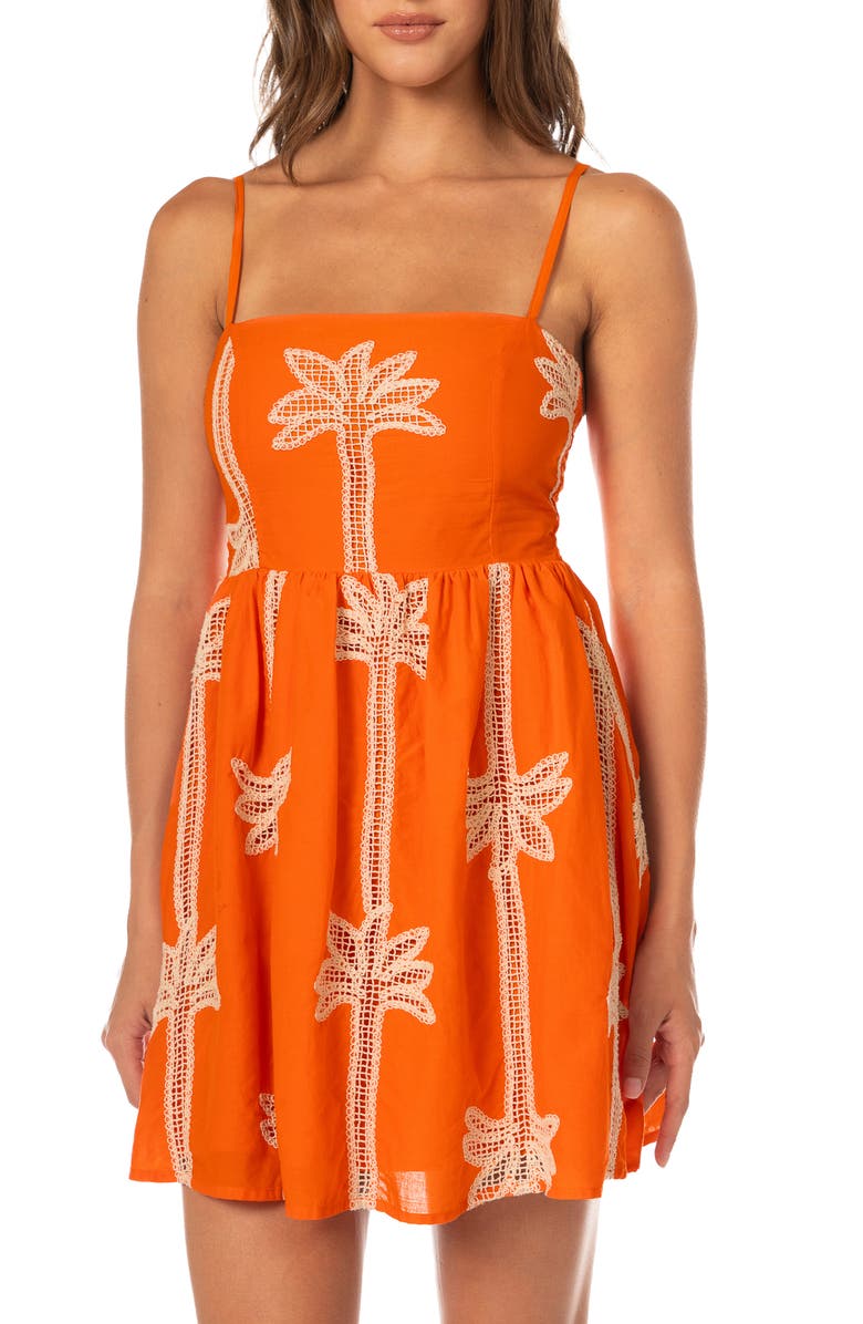 Maaji Tangerine Tropiccs Emiliana Cover-Up Dress, Alternate, color, Orange