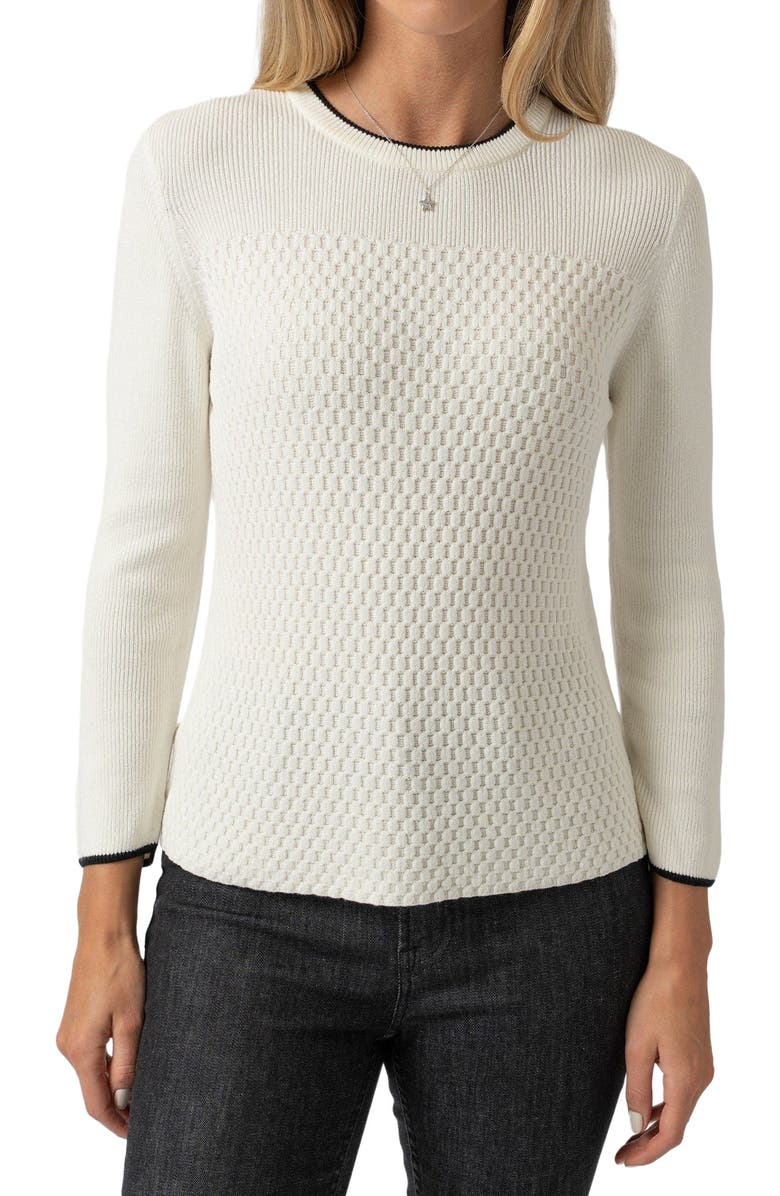 Saint + Sofia Honeycomb Rib Sweater, Alternate, color, Cream