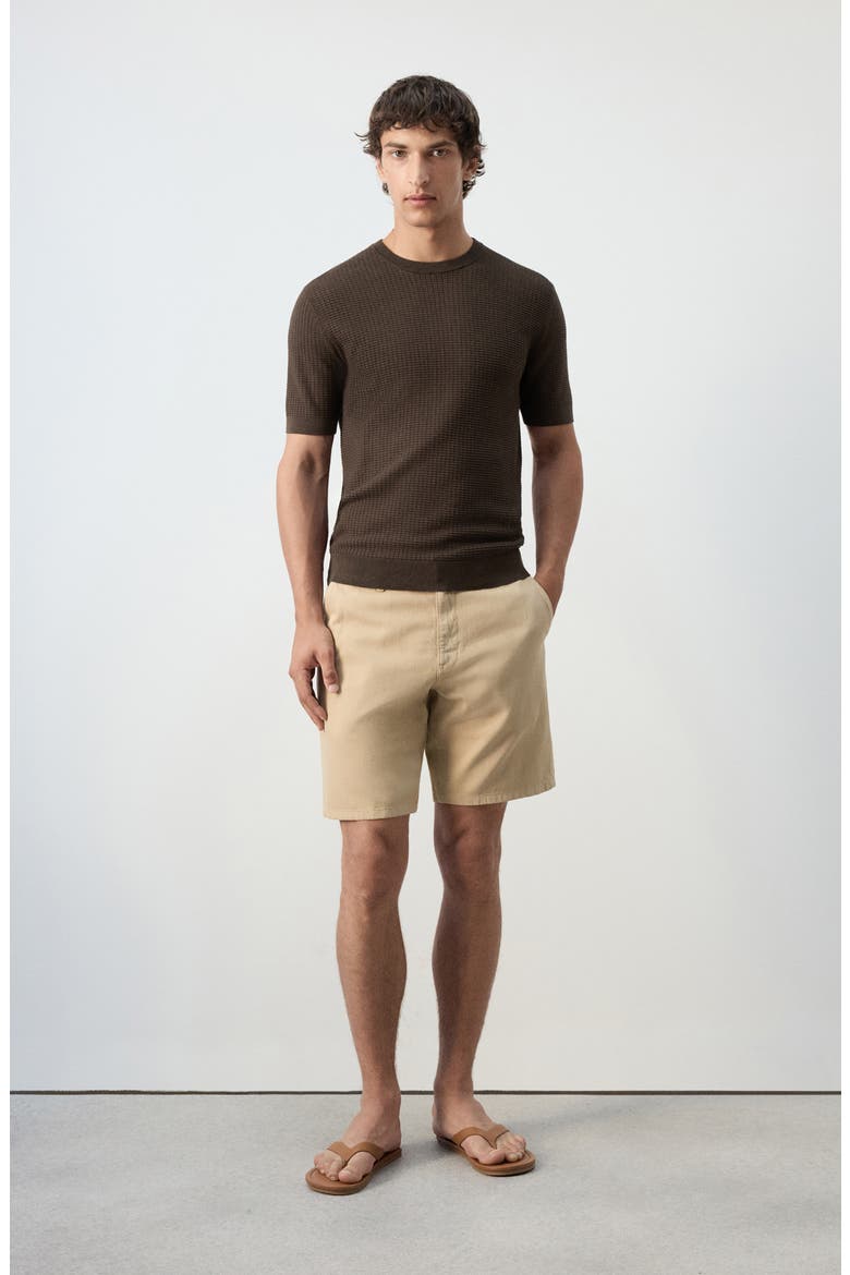 Waffle Knit T-Shirt, Alternate, color, BROWN