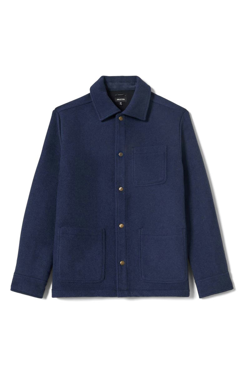 Brixton Shop Melton Snap-Up Chore Coat, Alternate, color, Mood Indigo