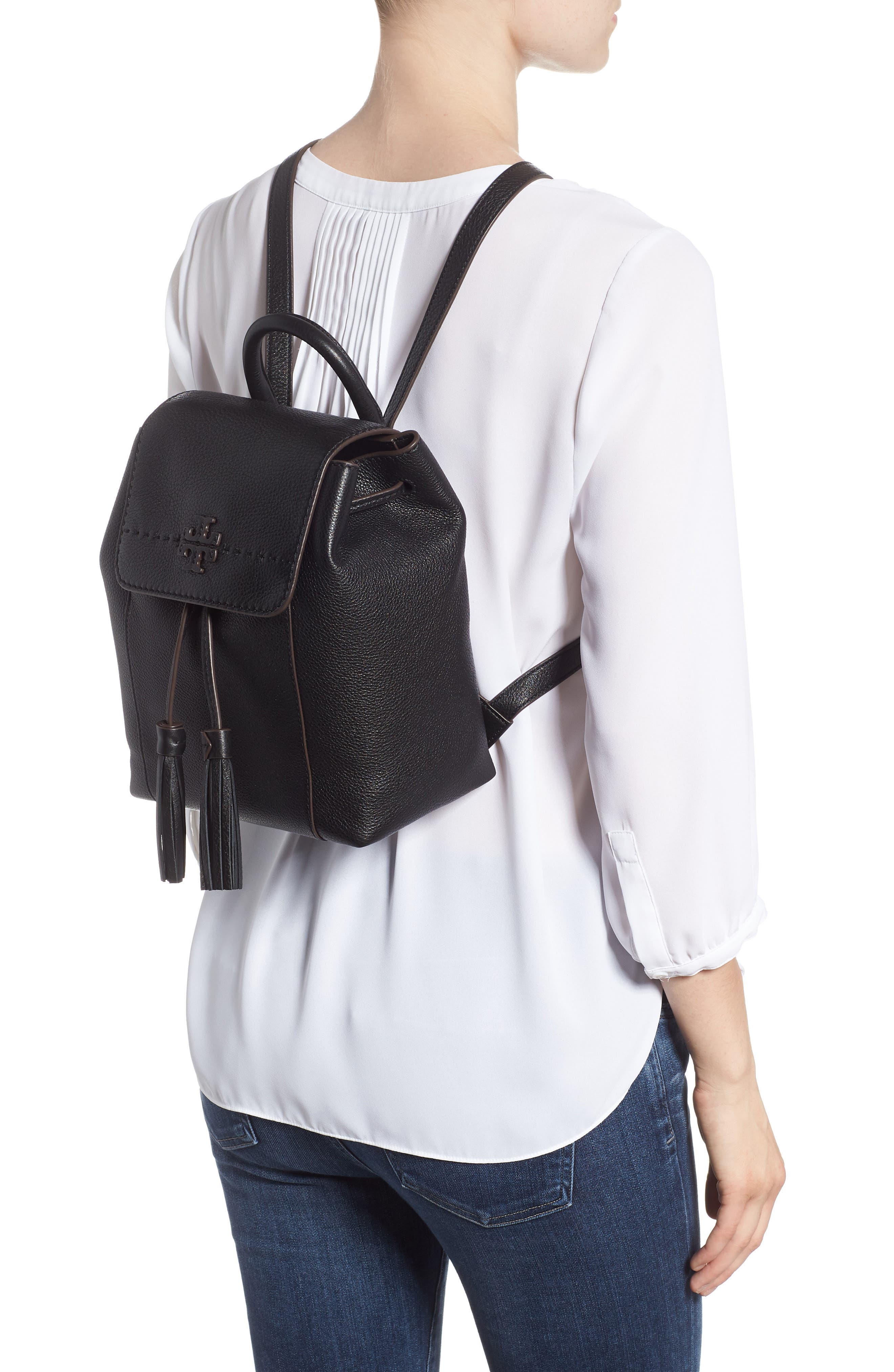 Tory Burch McGraw Leather Backpack, Alternate, color, 