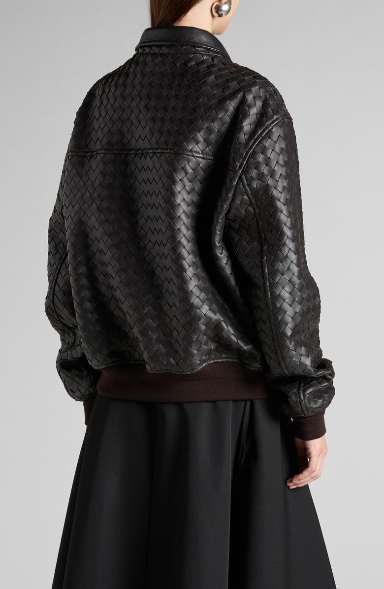 Bottega Veneta Intrecciato Oversize Leather Bomber Jacket, Alternate, color,