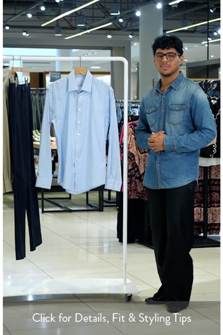Trim Fit Shadow Check Premium Performance Twill Dress Shirt video