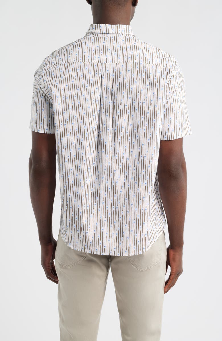 johnnie-O Pendola Stripe Short Sleeve Button-Up Shirt, Alternate, color, White