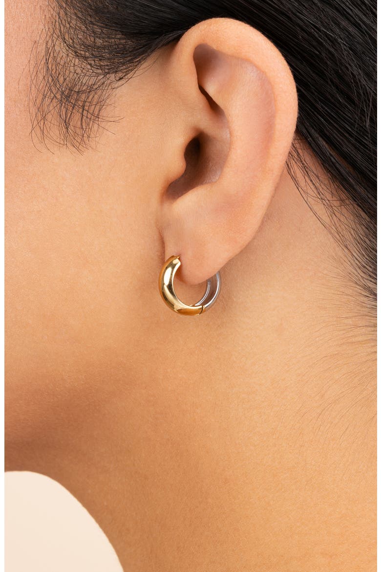 Betina Two-Tone Huggie Hoop Earrings, Alternate, color, DUAL TONE