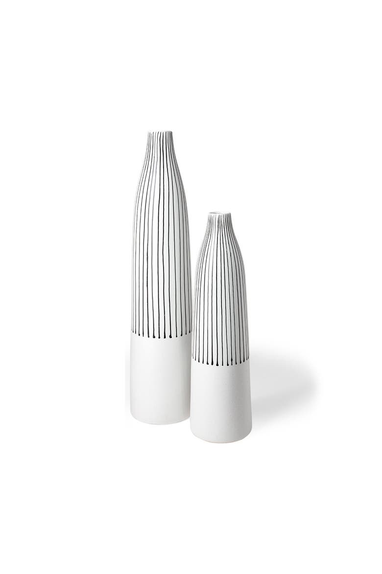 Kira I Small Pinstripe Ceramic Vase, Alternate, color, White