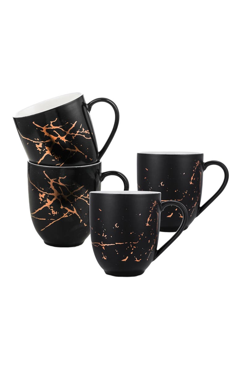 Stone Lain Zora Porcelain 4-Piece Mug Set, Alternate, color, Black
