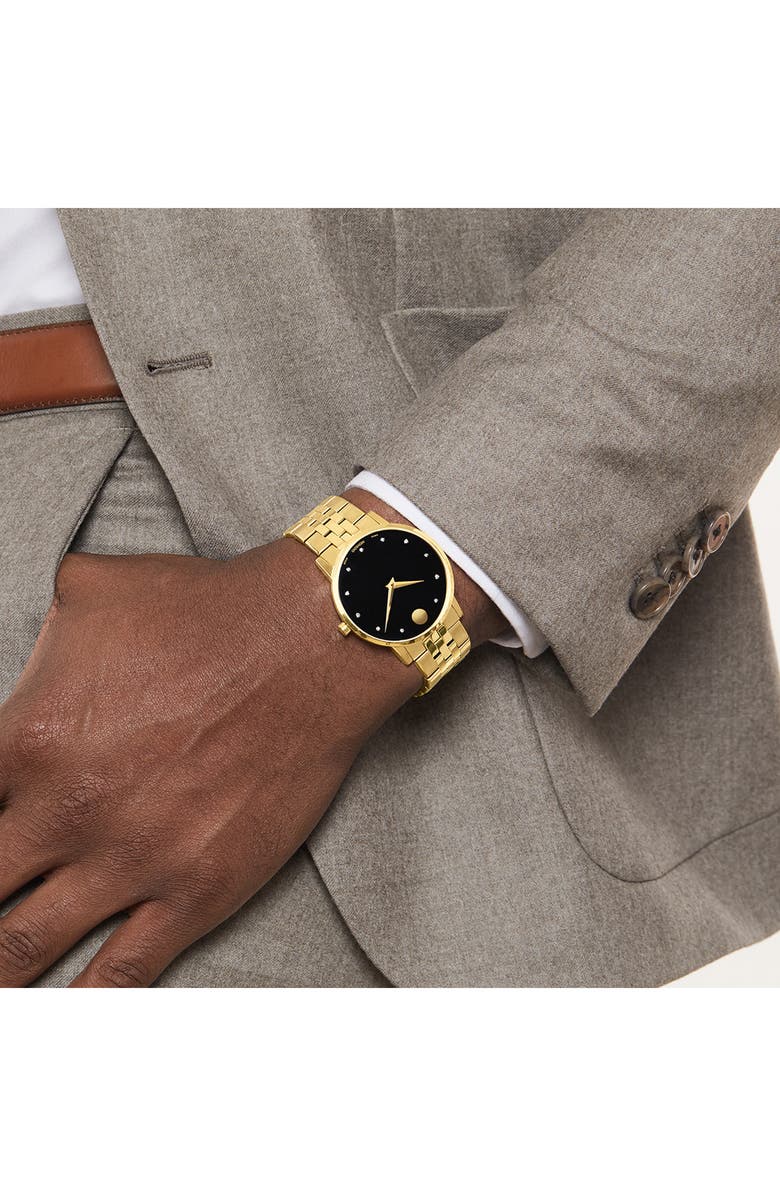 Movado Museum Diamond Classic Bracelet Watch, 40mm, Alternate, color, Gold