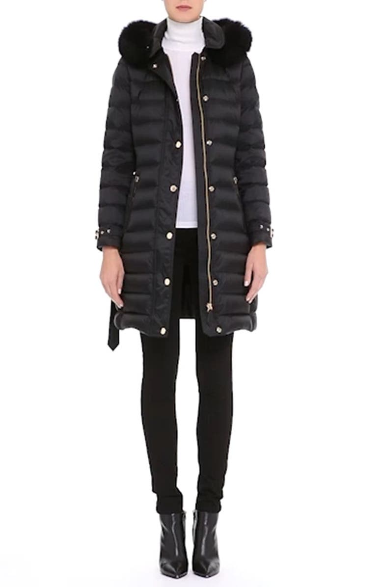 Burberry Ashmoore Down Puffer with Genuine Fox Fur Trim, Alternate, color, 