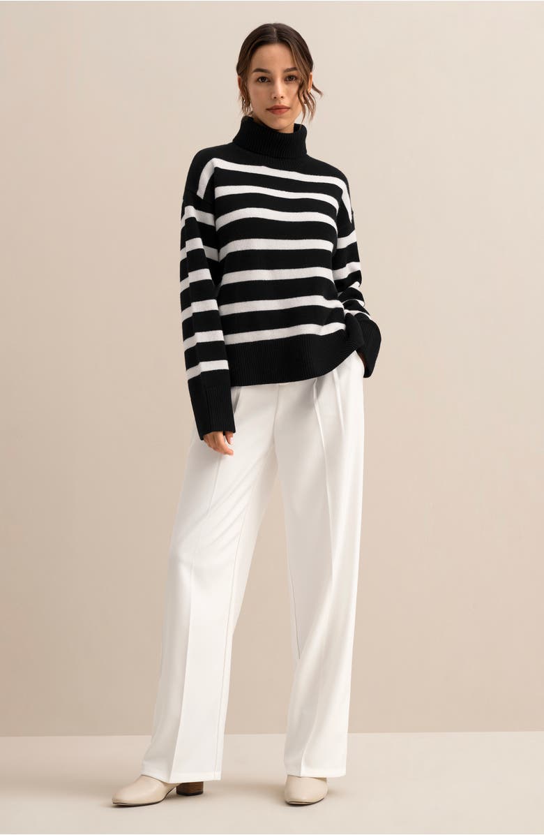 Lilysilk Women's The Tarra Stripe Sweater, Alternate, color, Black