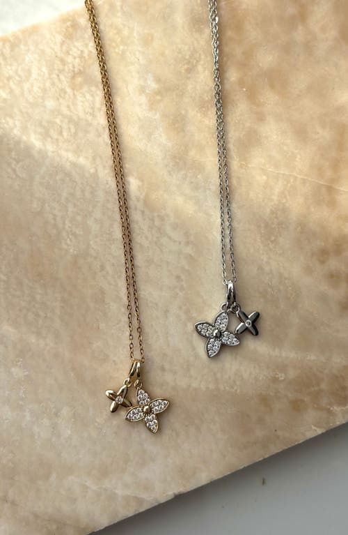 Adornia Tarnish Resistant 18k Gold Plated Double Pointed Clover Cz Necklace In Gold