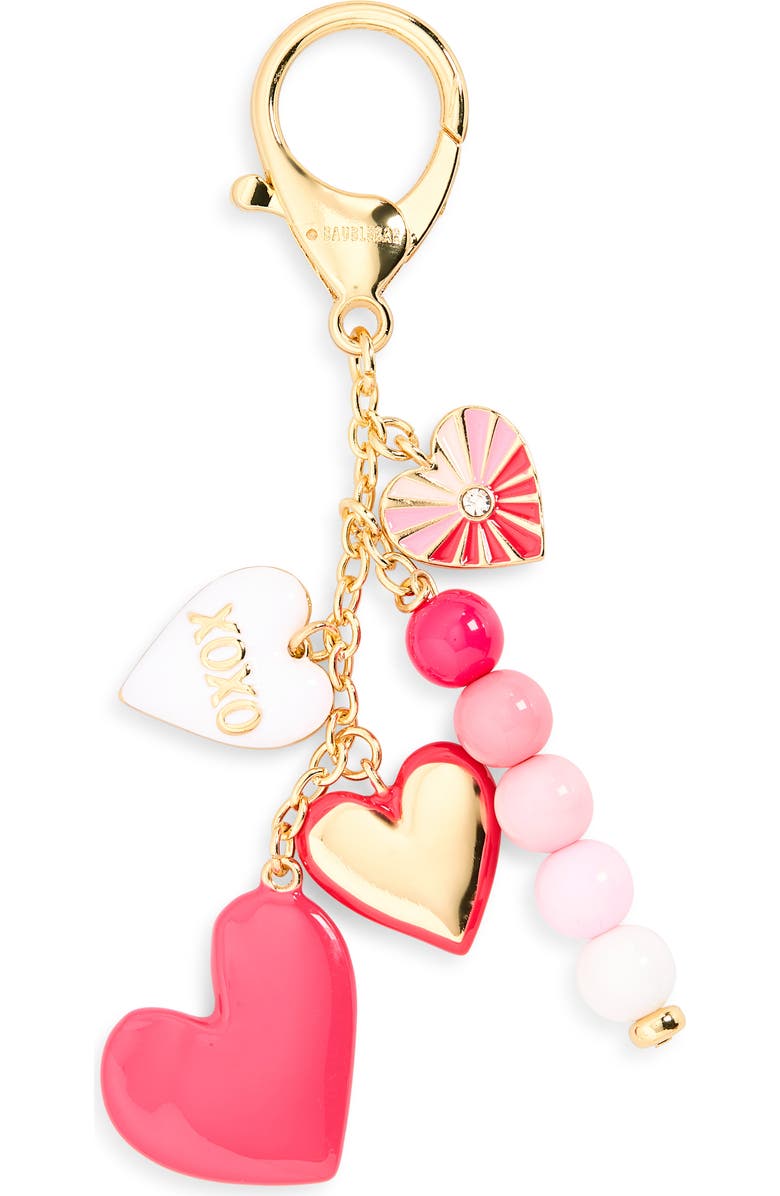 BaubleBar Hearts and Beaded Cluster Bag Charm, Main, color, Pink