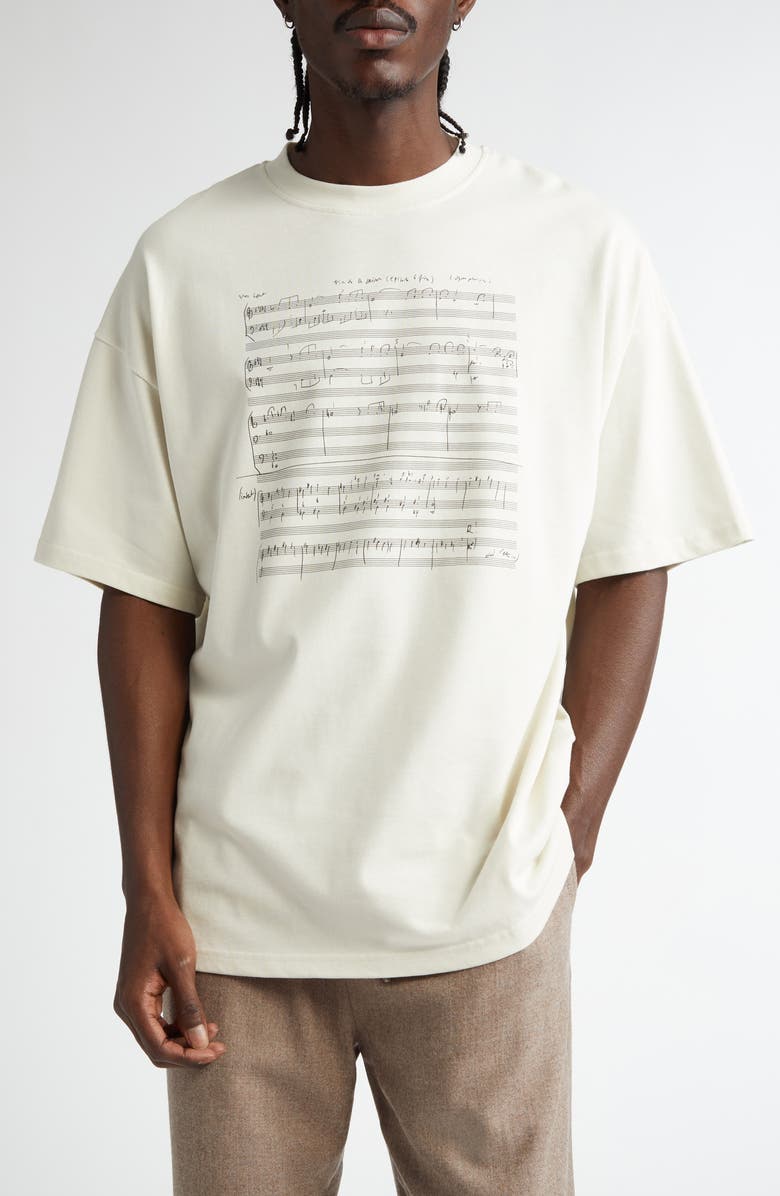 De Bonne Facture Organic Cotton Musical Notation Graphic T-Shirt, Main, color, 