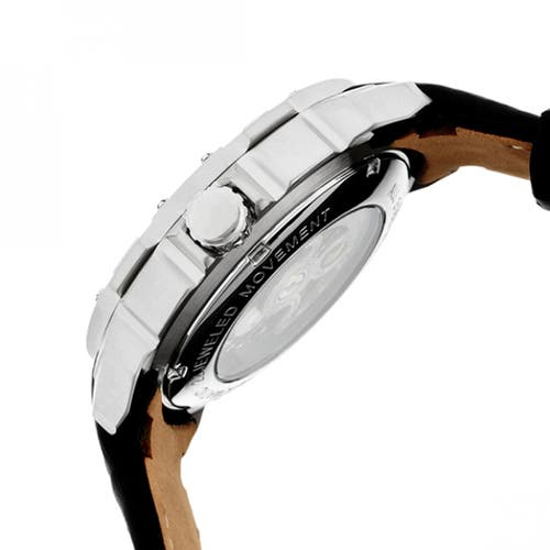 Heritor Automatic Conrad Skeleton Leather-band Watch In Silver/black