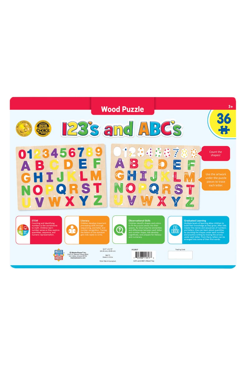 123's & ABC's - 36 Piece Wood Puzzle, Alternate, color, Multicolor