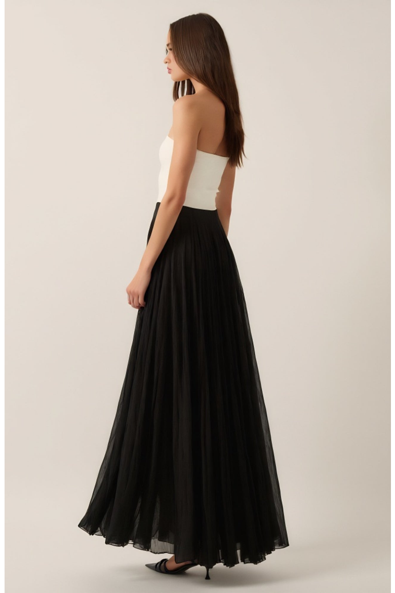 Strapless Gown with Tulle Skirt, Alternate, color, White / Black