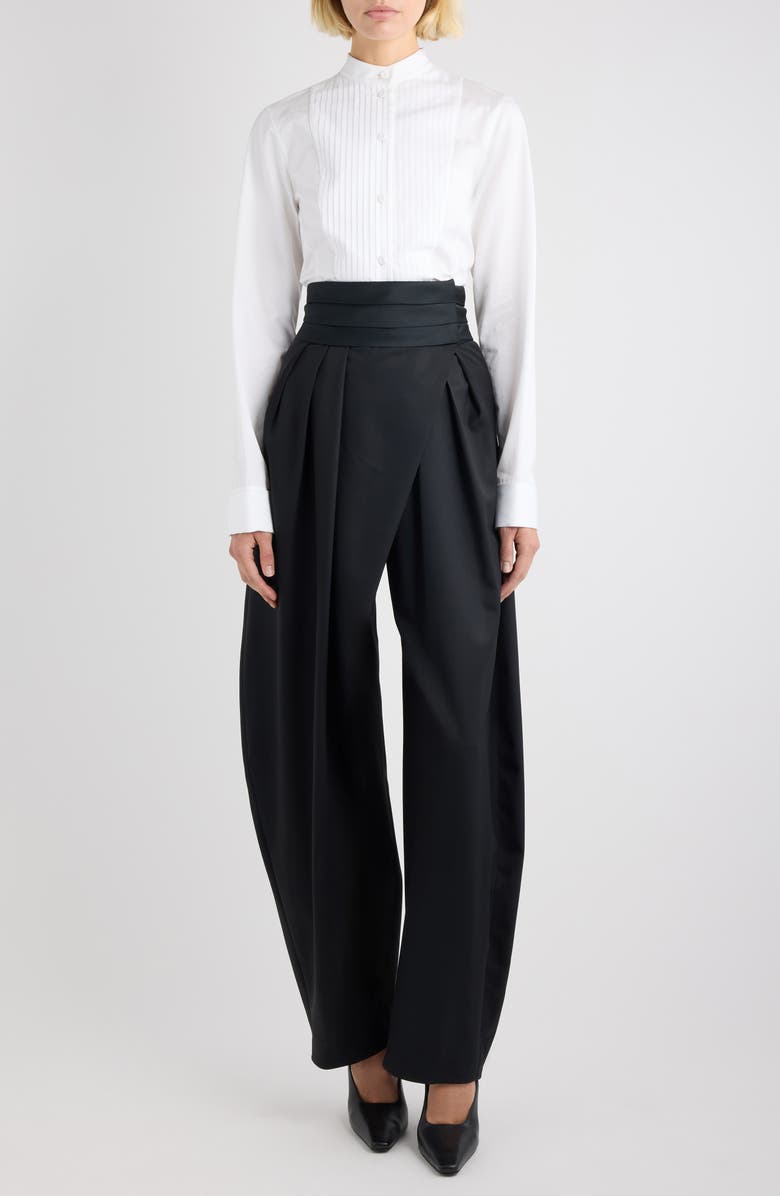 Alaïa Tux Cotton Poplin Button-Up Shirt, Alternate, color, Blanc