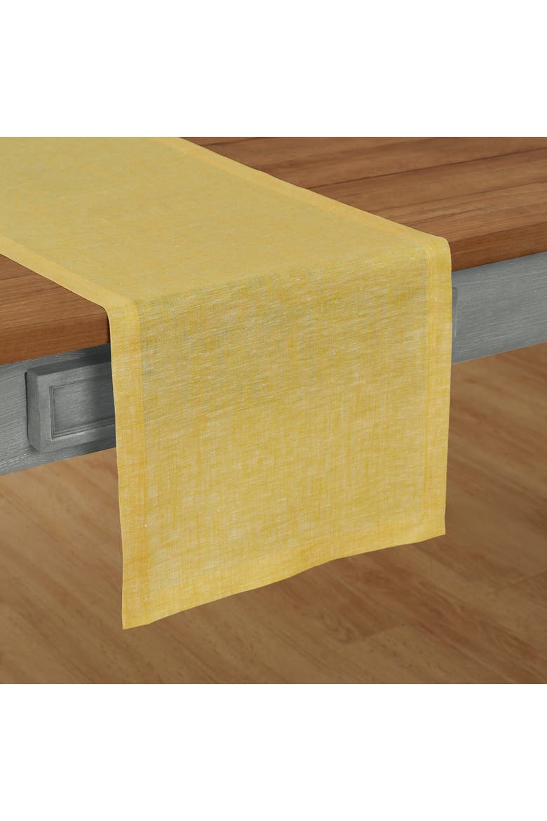 Linen Table Runner - Athena, Main, color, Chambray Lemon Yellow