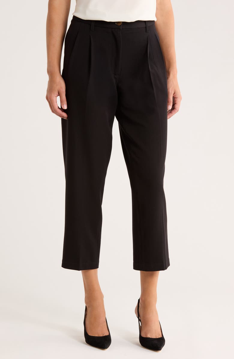 ELIE ELIE TAHARI Pleated Ankle Pants, Main, color, Black