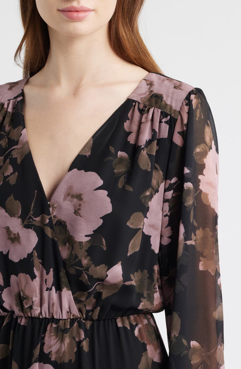 Chelsea28 Floral Print Long Sleeve Tiered Maxi Dress, Alternate, color, Black Fiona Floral