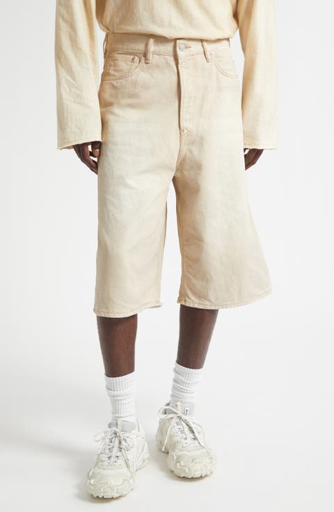Baggy Denim Shorts (Sand Beige)