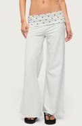 EDIKTED Reeva Polka Dot Foldover Flared Pants