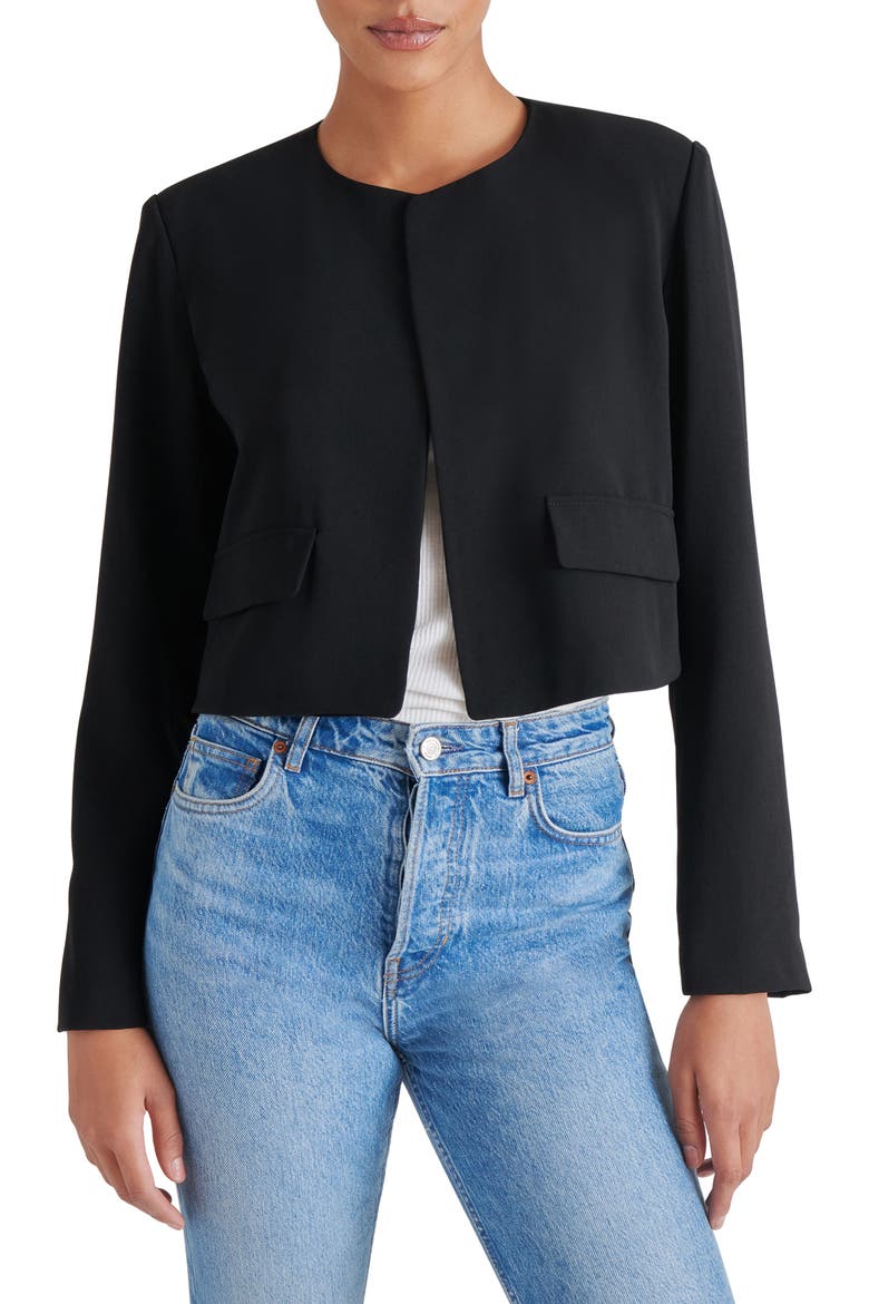 Serene Crop Blazer, Main, color, BLACK