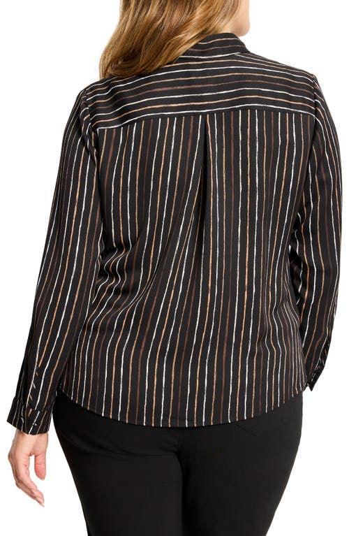 Nic + Zoe Nic+zoe Painted Stripe Button-up Shirt In Multi