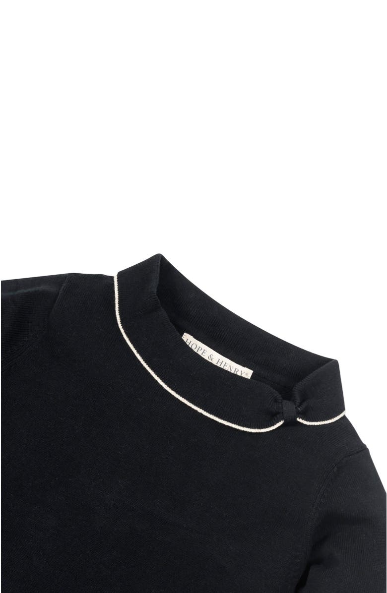 Hope & Henry Baby Girls' Ruffle Cuff Collar Sweater, Infant, Alternate, color, Black With Ivory Tipping