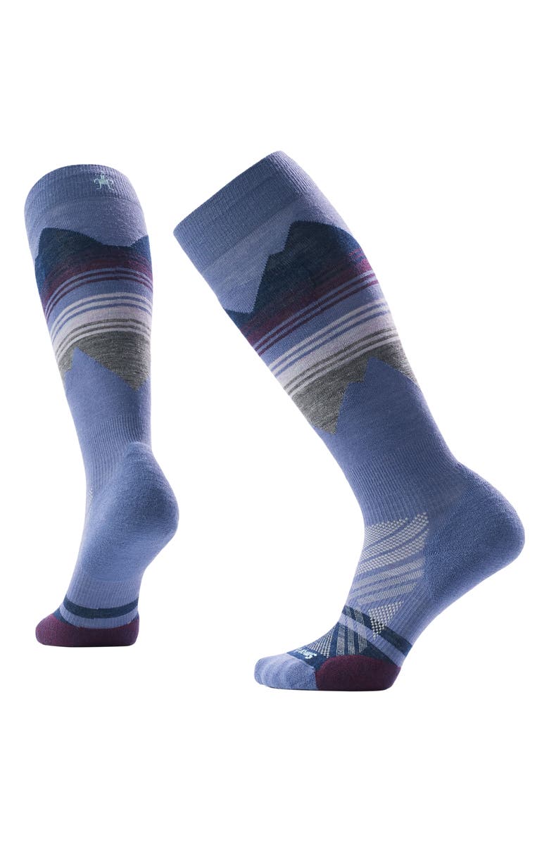 Smartwool Ski Pattern Targeted Cushion Wool Blend Over the Calf Socks, Main, color, Nightfall Blue
