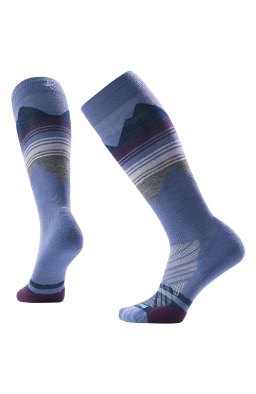 Smartwool Ski Pattern Targeted Cushion Wool Blend Over The Calf Socks In Blue