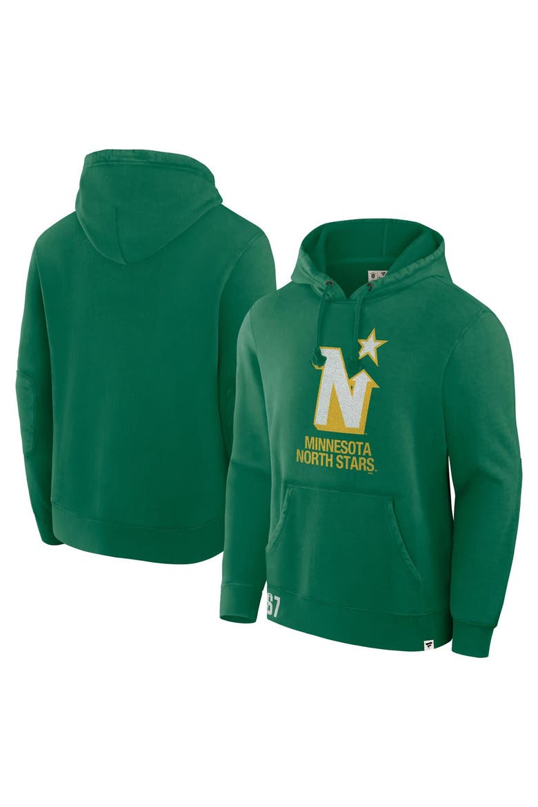 Men's Fanatics Kelly Green Minnesota North Stars Decades Collection Tradition Fleece Pullover Hoodie, Alternate, color, Kelly Green