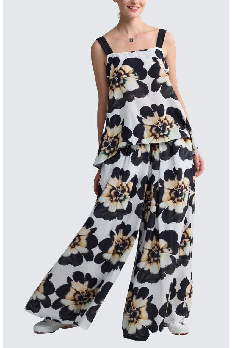 Elvina Floral Print Wide-Leg Pants, Alternate, color, Beige