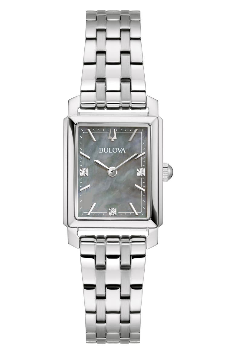 Sutton Diamond Mother-of-Pearl Bracelet Watch, 21mm, Main, color, SILVER-TONE