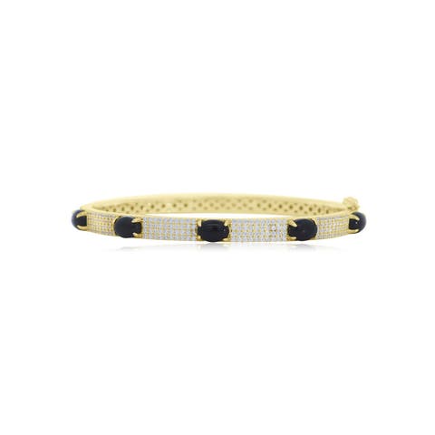 Onyx CZ Pave Station Bangle