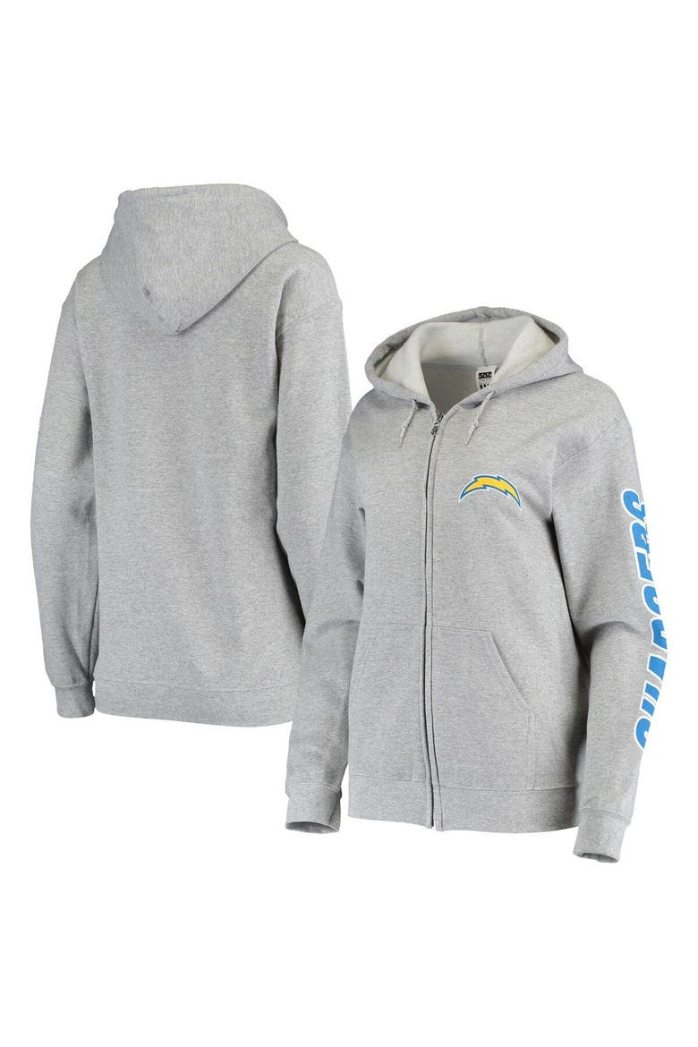Women's Junk Food Gray Los Angeles Chargers Fleece Full-Zip Hoodie, Alternate, color, Gray