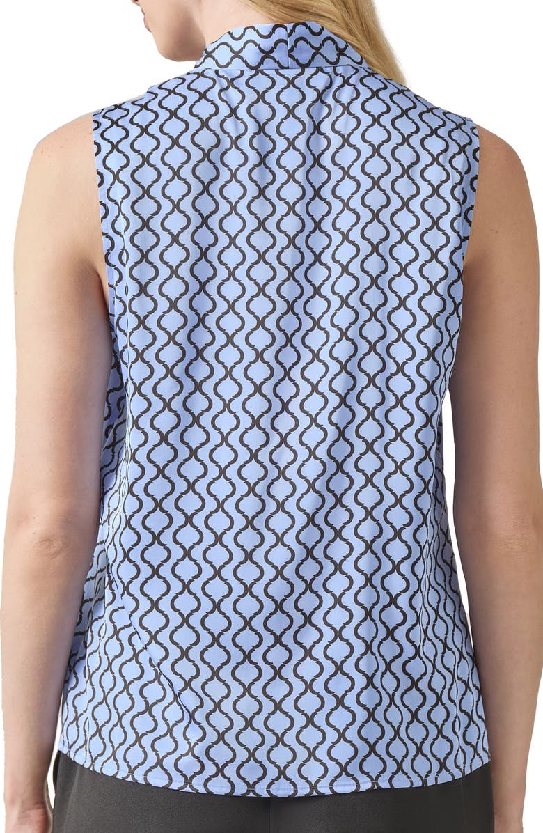 KASPER Abstract Print Tie Neck Sleeveless Satin Top, Alternate, color, 