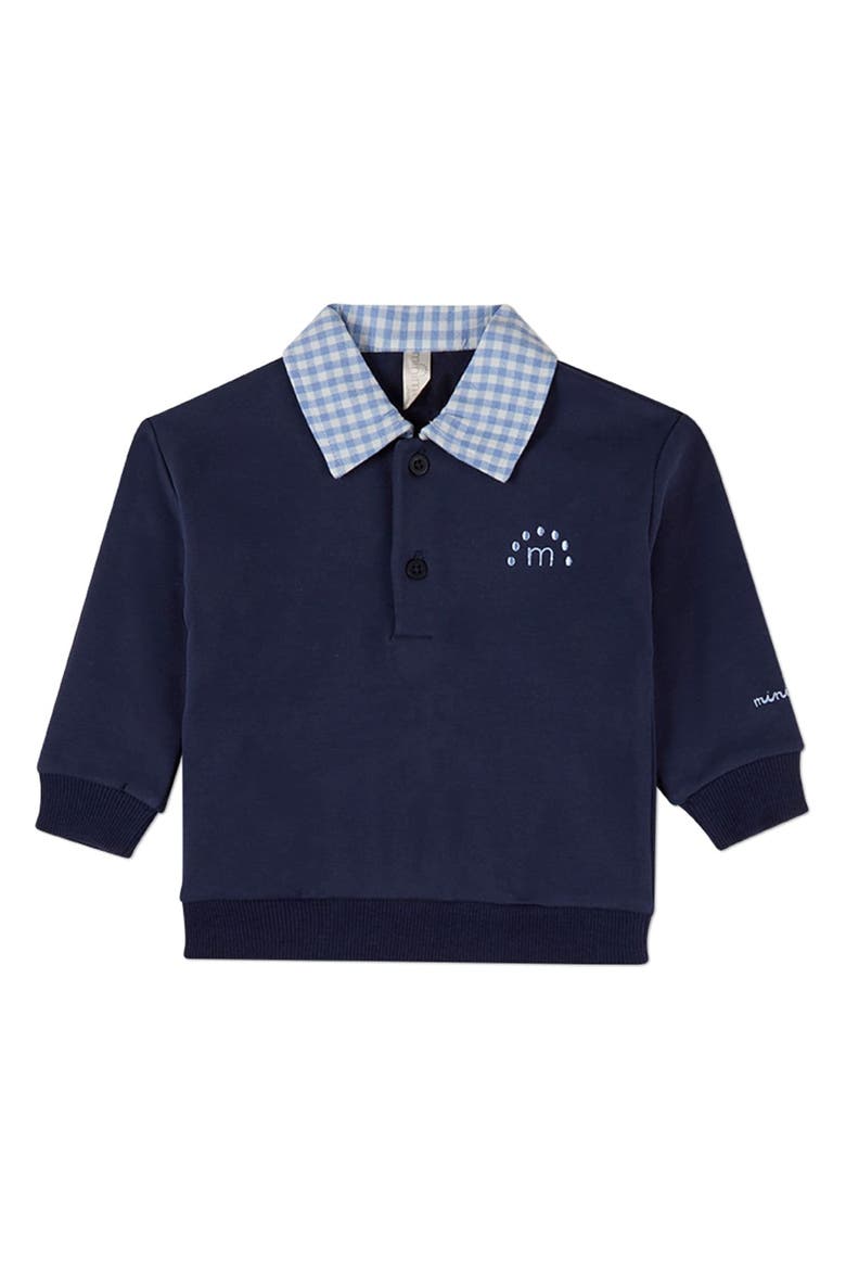 Kid's Gingham-Collared Sweatshirt, Main, color, Navy-Blue