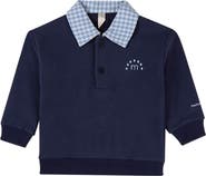 MiniMoi Kid's Gingham-Collared Sweatshirt