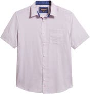 Johnston & Murphy Logan Microprint Short Sleeve Cotton Blend Button-Up Shirt