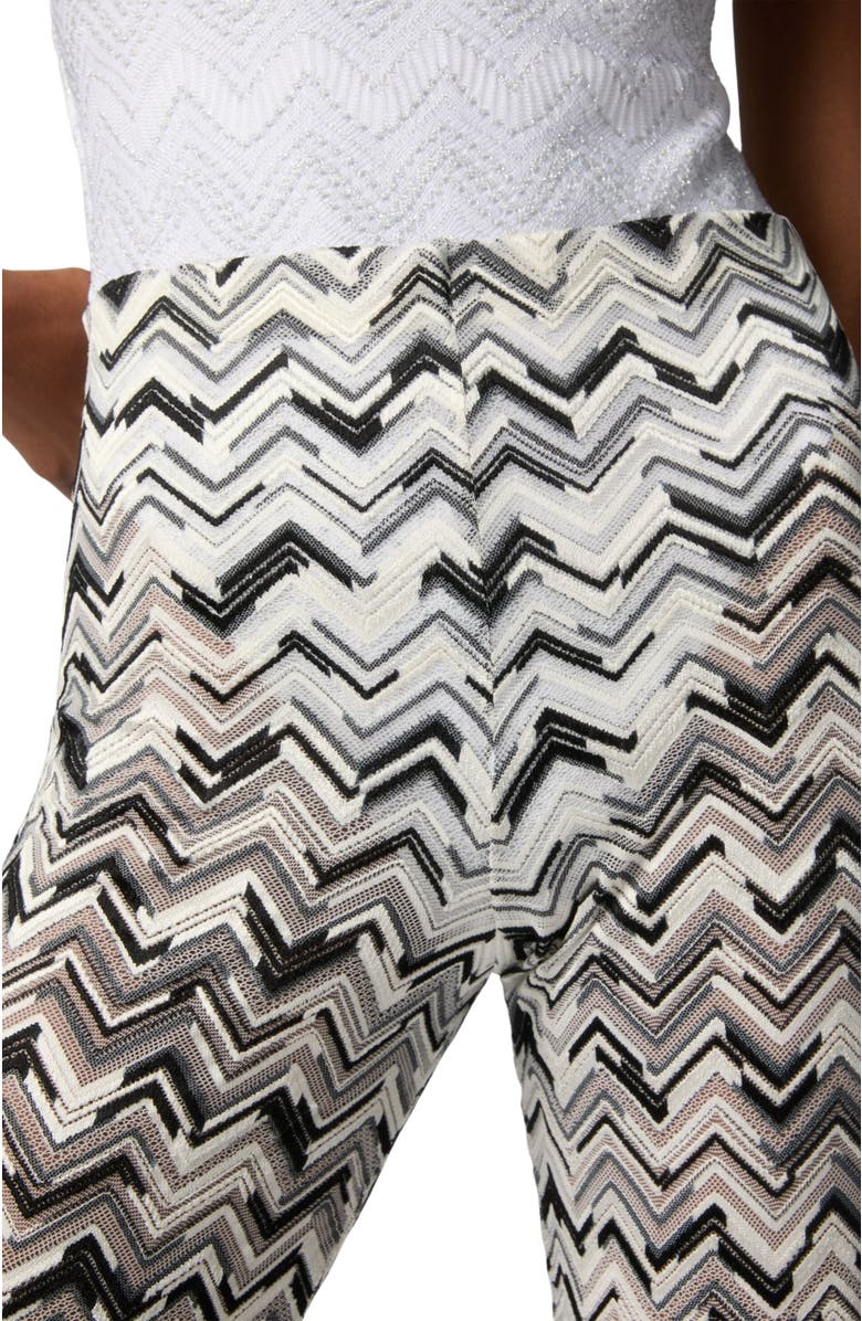 Missoni Flare Trousers In Slub Zigzag Viscose Blend, Alternate, color, Black