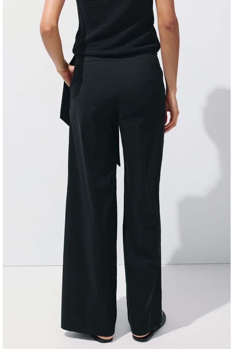 Bow Straight Leg Trousers, Alternate, color, BLACK