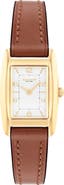 COACH Saddle Rectangular Leather Strap Watch, 20mm x 30mm