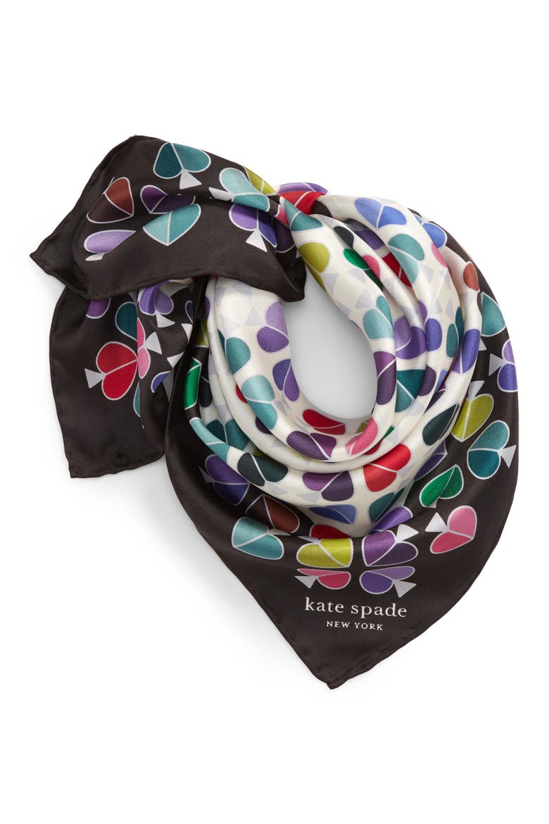 spade wall silk bandana, Alternate, color, BLACK