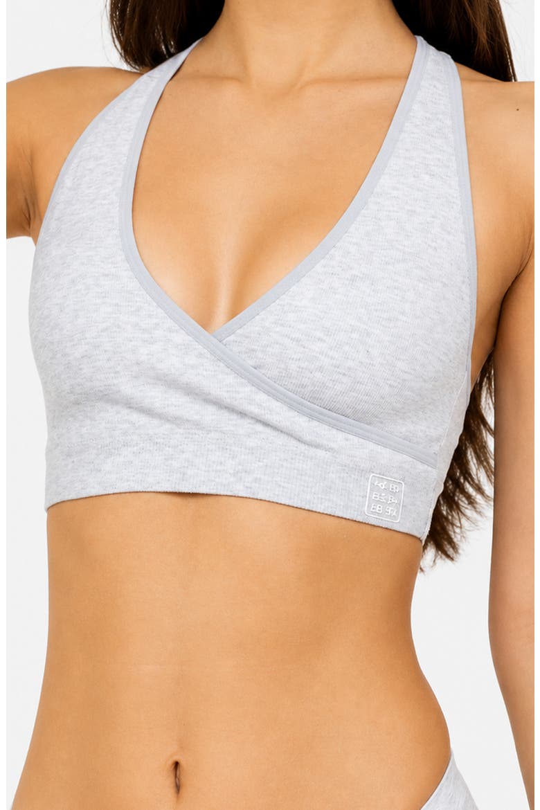 Cotton Stretch Rib Racerback Sports Bra, Main, color, Grey Heather
