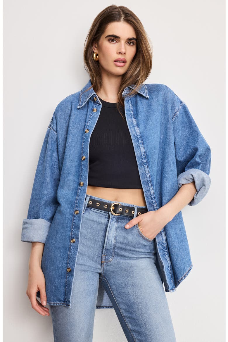 Oversized Denim Shirt, Alternate, color, INDIGO1024