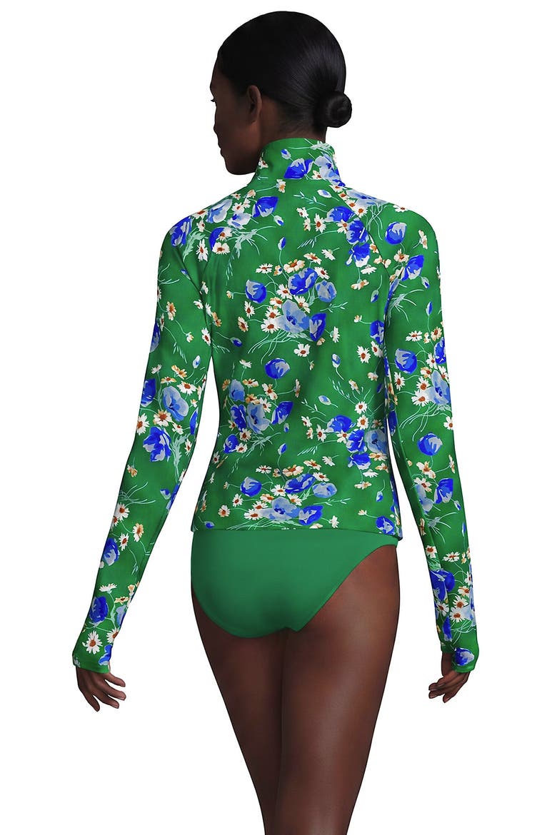 SunShade UPF 50 Quarter Zip Rash Guard, Alternate, color, Vibrant Clover Poppy Floral