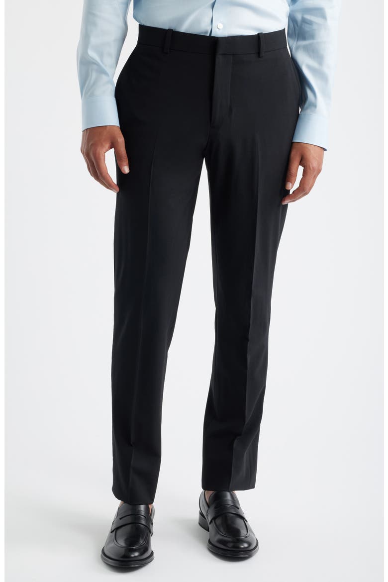 Henrik Trim Fit Solid Stretch Wool Suit Pants, Main, color, BLACK